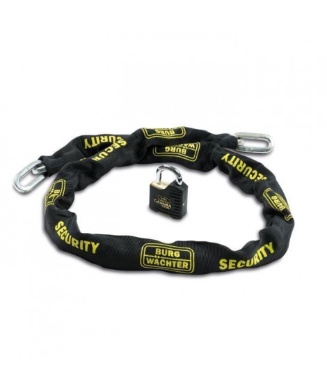 Chaîne antivol - BURG WACHTER - SKM 6/90/NI40 - 90 cm, acier carré cémenté 6 mm, cadenas inox marin