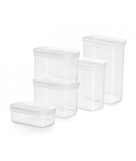TEFAL Optima 5 boites de conservation alimentaire pour aliments secs, 100 % hermétique, 100 % hygiénique, Sans BPA N1142810