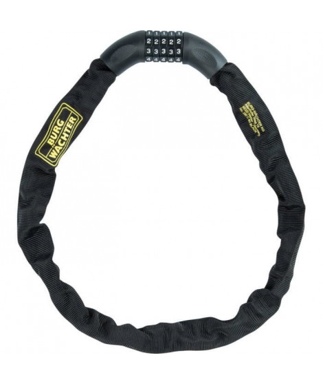 Antivol vélo chaîne - BURG WACHTER - 280 C 90 BLACK - Acier 6 mm, gainé, code