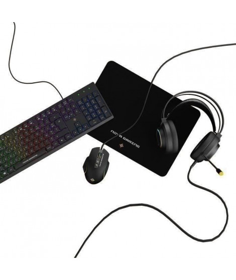 Pack gaming 4 en 1 RGB - MOBILITY - Aquila - Clavier + Casque + Souris + Tapis
