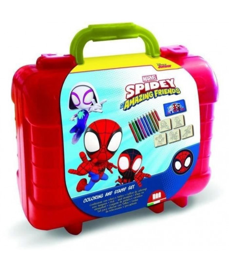 Travel Set - MULTIPRINT - 42135 - 5 tampons Spidey et ses Amis, 10 crayons