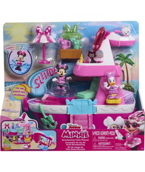 Jouet interactif - DISNEY MINNIE MOUSE - Le Yacht de Minnie - Yacht avec 14 accessoires, tenues changeantes et piscine
