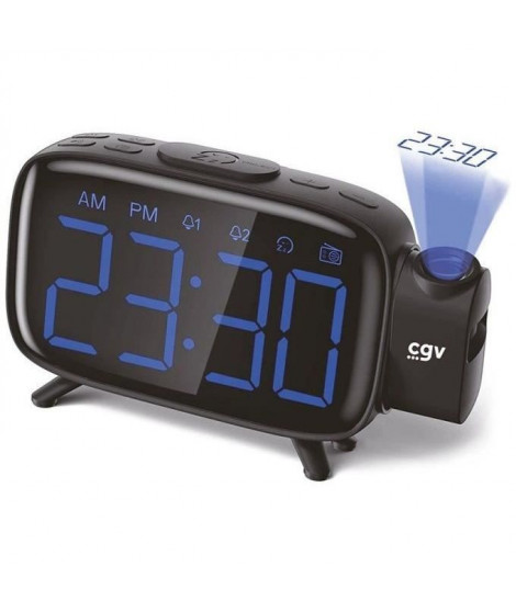 Radio réveil avec projection de l'heure - CGV - CR-P10 - Double alarme - Gros boutons - Utilisation facile