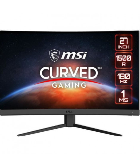 Écran PC Gamer - MSI - G27C4 E3 - 27 - Dalle Rapid VA - FHD - 1 ms - 180 Hz - Adaptive Sync - DP + HDMI - Compatible VESA