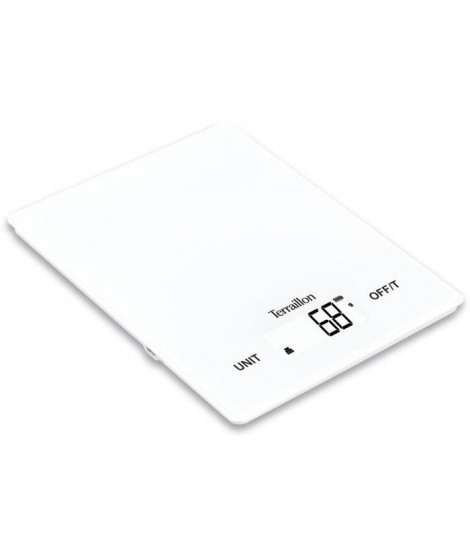 Balance de cuisine électronique - TERRAILLON - Smart USB-C Blanc - Capacité 5 kg - Graduation 1 g - Plateau verre