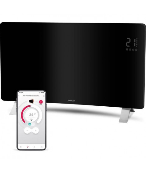 Radiateur intelligent Wi-Fi en verre - SENCOR - SCF 4741BK - 2400 W - 2 niveaux - Thermostat - Noir