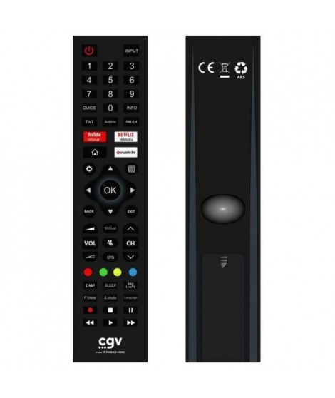 Télécommande de remplacement - CGV - FIDELIO Hisense - Pour téléviseurs Hisense - Sans programmation - Prete a l'emploi