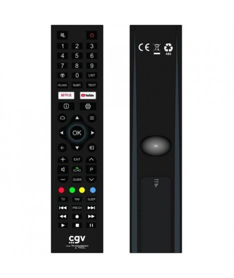 Télécommande de remplacement - CGV - FIDELIO TCL & Thomson - Pour téléviseurs TCL et Thomson - Sans programmation