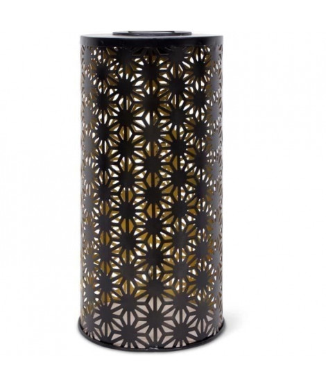 Lampe solaire - GARDEN ID Colonne - Or-Noir Ø15 H30 cm - 6 a 8h lumiere - Bouton marche/arret - Batterie rechargeable AAA.
