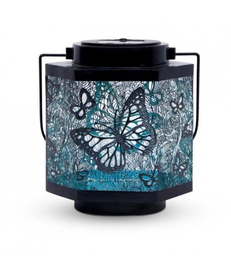 Lanterne solaire - GARDEN ID Papillon - Ø13 h15 cm - Autonomie 8h - Interrupteur - Pile AAA rechargeable.