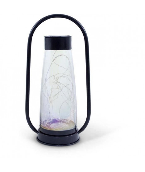 Lanterne solaire - GARDEN ID Noir - Ø18 H34 cm - Batterie AAA - Autonomie 6-8h - Poignée pratique.