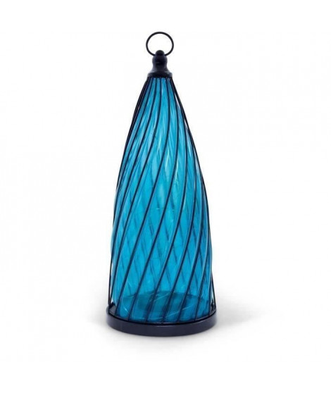 Lanterne solaire - GARDEN ID Blue Dome - Ø17 H40 cm - Autonomie 6-8h -Bouton on/off - Pile AA rechargeable.