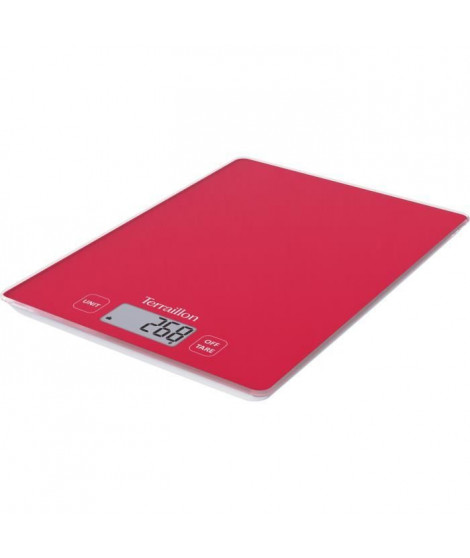 Balance de cuisine électronique - TERRAILLON - T3 Red - Capacité 3 kg - Graduation 1 g - Plateau verre