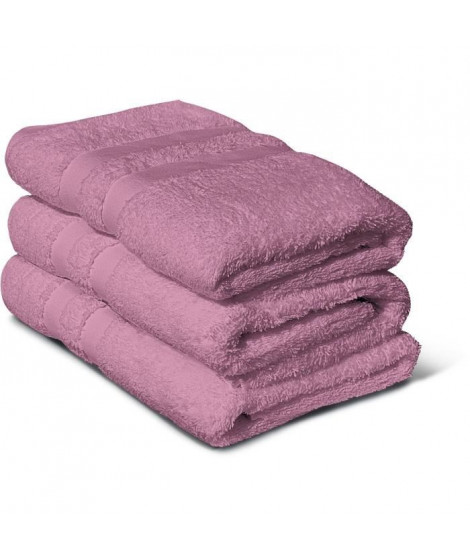 Lot de 3 serviettes - LOVELY HOME - 3 Serviettes 50 x 100 cm - Rose