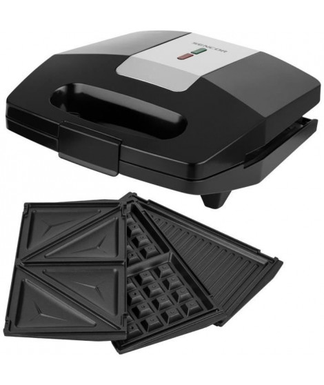 Appareil a croque-monsieur 3 en 1 - SENCOR - SSM 9410SS - 700 W - 3 plaques - Boîtier CoolTouch - Argent