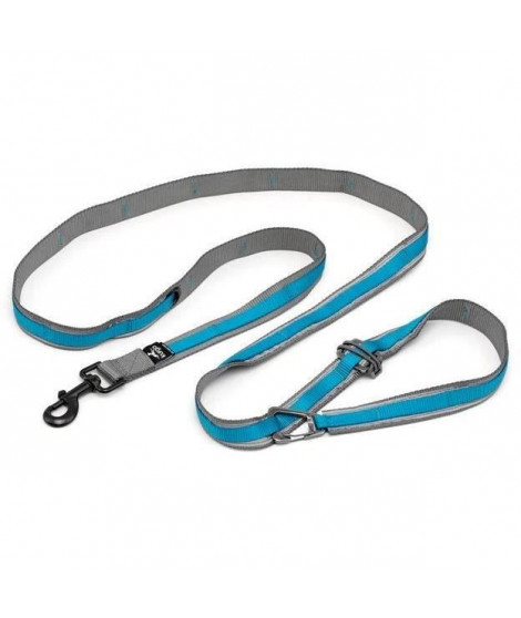 Laisse mains libres - KURGO - QUANTUM - 6 positions - 120 a 180 cm - Bleu