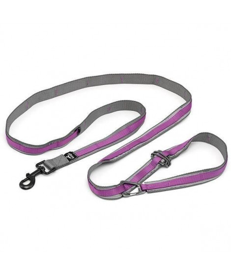 Laisse mains libres - KURGO - QUANTUM - 6 positions - 120 a 180 cm - Violet