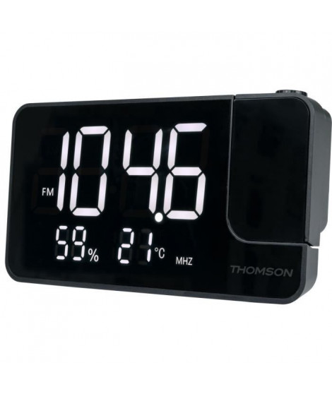 Radio-réveil projecteur - THOMSON - Noir - Radio FM, Température, Humidité, Double alarme, USB-C, Alim. 230V
