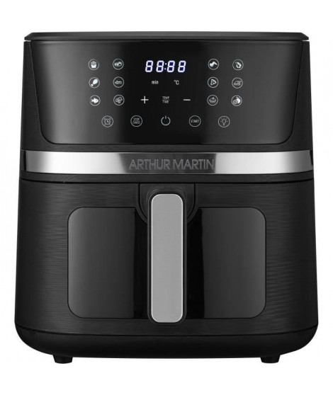Friteuse sans huile  ARTHUR MARTIN - Airfryer 6,6 L- 1600 W - Ecran tactile - 7 pré-réglages - Noir