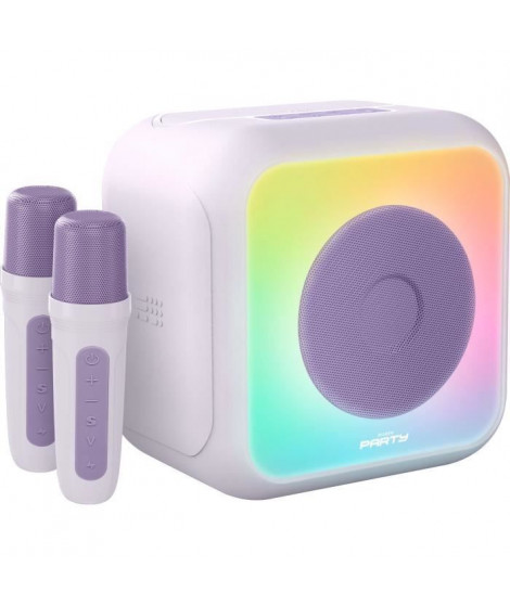 Enceinte karaoké lumineuse - BIGBEN - Lavande - Bluetooth, 30W, 2 micros sans fil USB-C, Égaliseur, Batterie Li-on