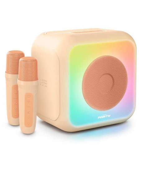 Enceinte karaoké lumineuse - BIGBEN - Peche - Bluetooth, 30W, 2 micros sans fil USB-C, Égaliseur, Batterie Li-on