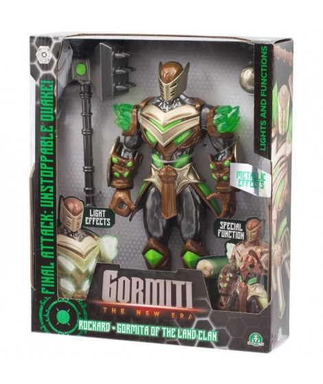 Figurine articulée - GORMITI - Gormiti avec attaque lumineuse Terre - Rockard - 27 cm - a partir de 4 ans - GRV074