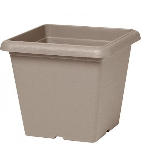 Pot de fleurs carré - GARDEN ID - Teramo Taupe - 40 x 35 cm - Résistant aux Rayures - Effet Pierre - Avec Trous