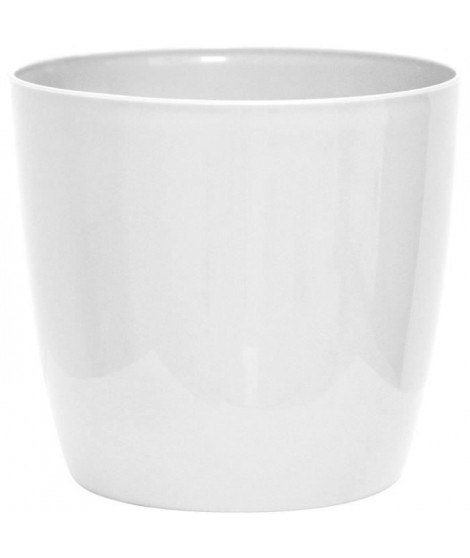Cache-pot brillant - GARDEN ID - Shiny Blanc avec roulettes - 30 x 27 cm - Aspect céramique - Étanche - Déplacement aisé