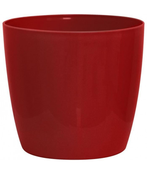 Cache-pot brillant - GARDEN ID - Shiny Rouge avec roulettes - 30 x 27 cm - Aspect céramique - Étanche - Déplacement aisé