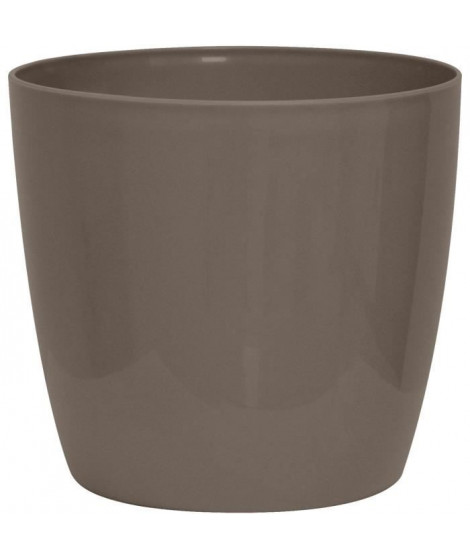 Cache-pot brillant - GARDEN ID - Shiny Taupe avec roulettes - 30 x 27 cm - Aspect céramique - Étanche - Déplacement aisé