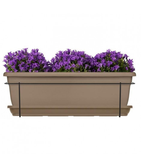 Kit jardiniere avec support en métal et plateau - GARDEN ID Relax - Taupe 50 cm - Recyclé et 100% recyclable - Volume pour pl…