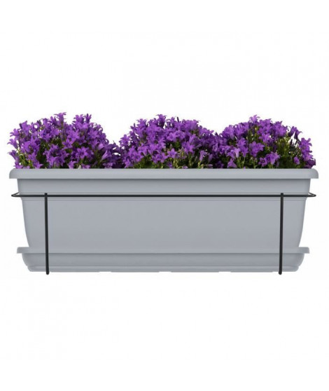 Kit jardiniere avec support en métal et plateau - GARDEN ID Relax - Gris Pierre 50 cm - Recyclé et 100% recyclable