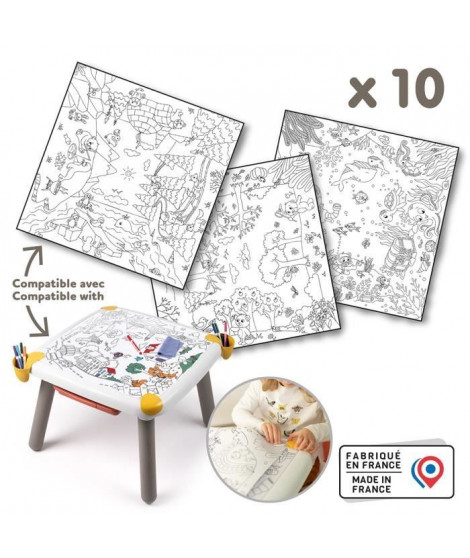 Smoby - Recharge Coloriages pour la Kid table créative - 10 feuilles de coloriages