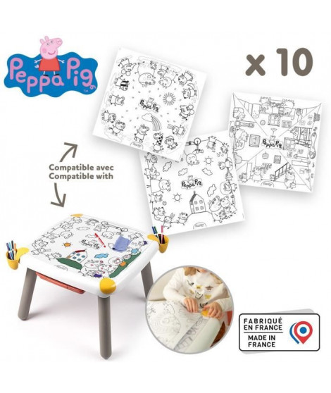 Smoby - Recharge Coloriages pour la Kid table créative - 10 feuilles de coloriages Peppa Pig