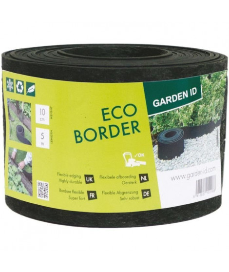 Bordure de jardin en caoutchouc recyclé - GARDEN ID Eco Border - 5 m H10 cm - Indestructible - Flexible, pose droite ou courbée.