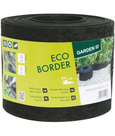 Bordure de jardin en caoutchouc recyclé - GARDEN ID Eco Border - 5 m H13 cm - Indestructible - Flexible, pose droite ou courbée.
