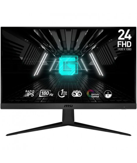 Écran PC Gamer - MSI - G2412F - 24 - Dalle Fast IPS - FHD - 1 ms - 180 Hz - Adaptive Sync - DP + HDMI - Compatible VESA