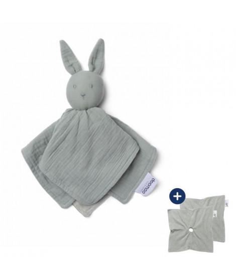 doomoo Doudou Bébé You&Me - Doudou Réversible et Réconfortant - Fourni avec 2 Corps pour Transporter l'Odeur du Parent, Vert