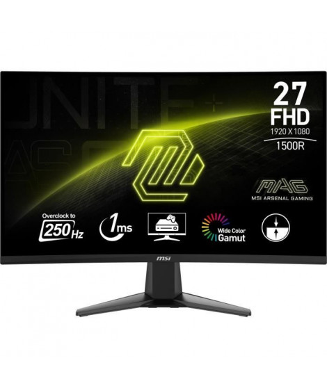 Écran Gaming - MSI - 27'' Incurvé 1500R - QHD - 1ms - 250Hz - HDR Ready - Adaptive Sync - Compatible VESA