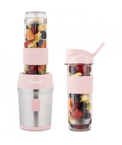 Mini blender - SMOO12 - 300 W - 570 mL - Rose pastel - 2 gourdes incluses