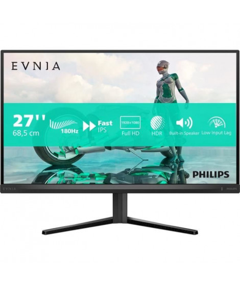 Écran PC - PHILIPS - Evnia 27M2N3200S - 27 FHD - Dalle Fast IPS - 180Hz - 0,5ms - Smart Crosshair - HDMI/DP - Noir