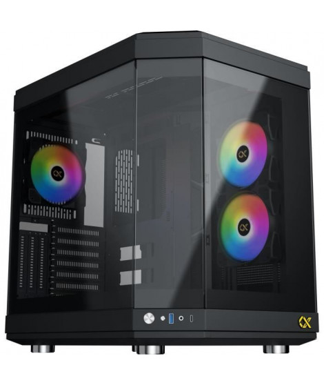 Boîtier PC Cube sans alim - XIGMATEK CUBI (Noir) - E-ATX/ATX/Micro ATX - 6x120mm A-RGB - USB-C/3.0 - Verre trempé