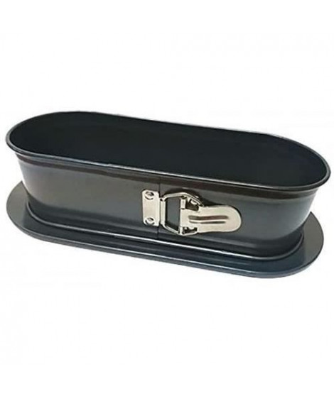Moule a charnieres ovale - BAUMALU - 31x12x8 cm - Acier revetu Carbon steel 0,8 mm - Antiadhérent anthracite