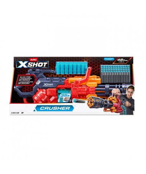 Blaster Automatique - ZURU - XSHOT Crusher - Ceinture de 35 fléchettes - Portée de 27 metres