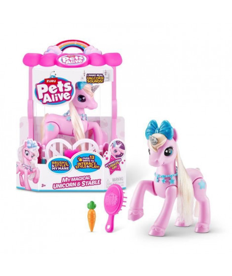 Licorne Interactif - ZURU - My Magical Unicorn Pets Alive - 13 interactions et jeux pour découvrir la magie de ta licorne