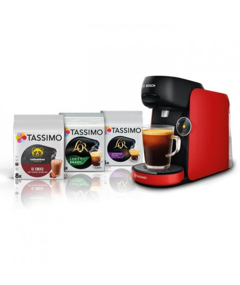 Machine a café + 3 packs T-discs - BOSCH - TASSIMO FINESSE TAS163E - 1400 W - 0,7 L - Multi-boissons - IntensityBoost - Noir