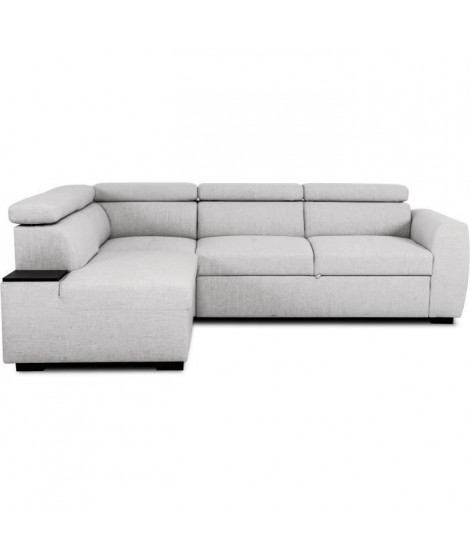 Canapé d'angle convertible réversible - 4 / 5 places - KELIO - Tissu Gris - 3 tétieres ajustables - 245 x 184 x 77/87 cm
