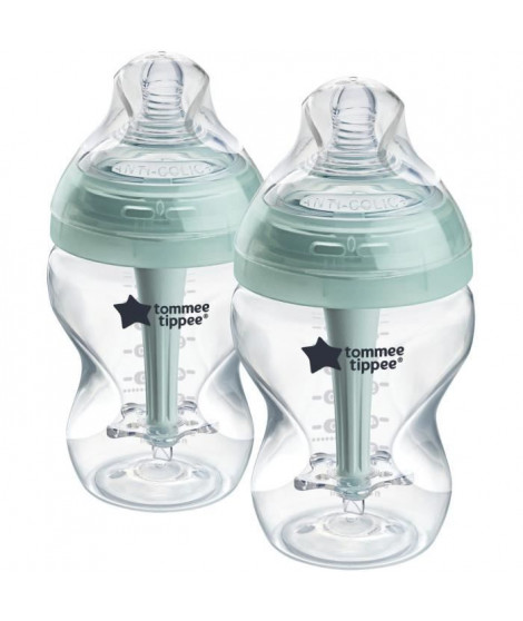 Lot de 2 biberons - TOMMEE TIPPEE - AAC - Anti colique - 260 ml - Transparent