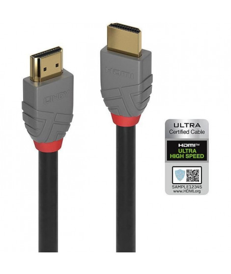LINDY - 36952 - Câble HDMI Ultra High Speed, Anthra Line, 1m