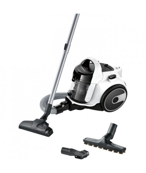 BOSCH BGS05A322 - Aspirateur Traineau sans Sac - Rayon d'action 9 m - Capacité bac 1,5 L - 78 dB - 700 W - Blanc